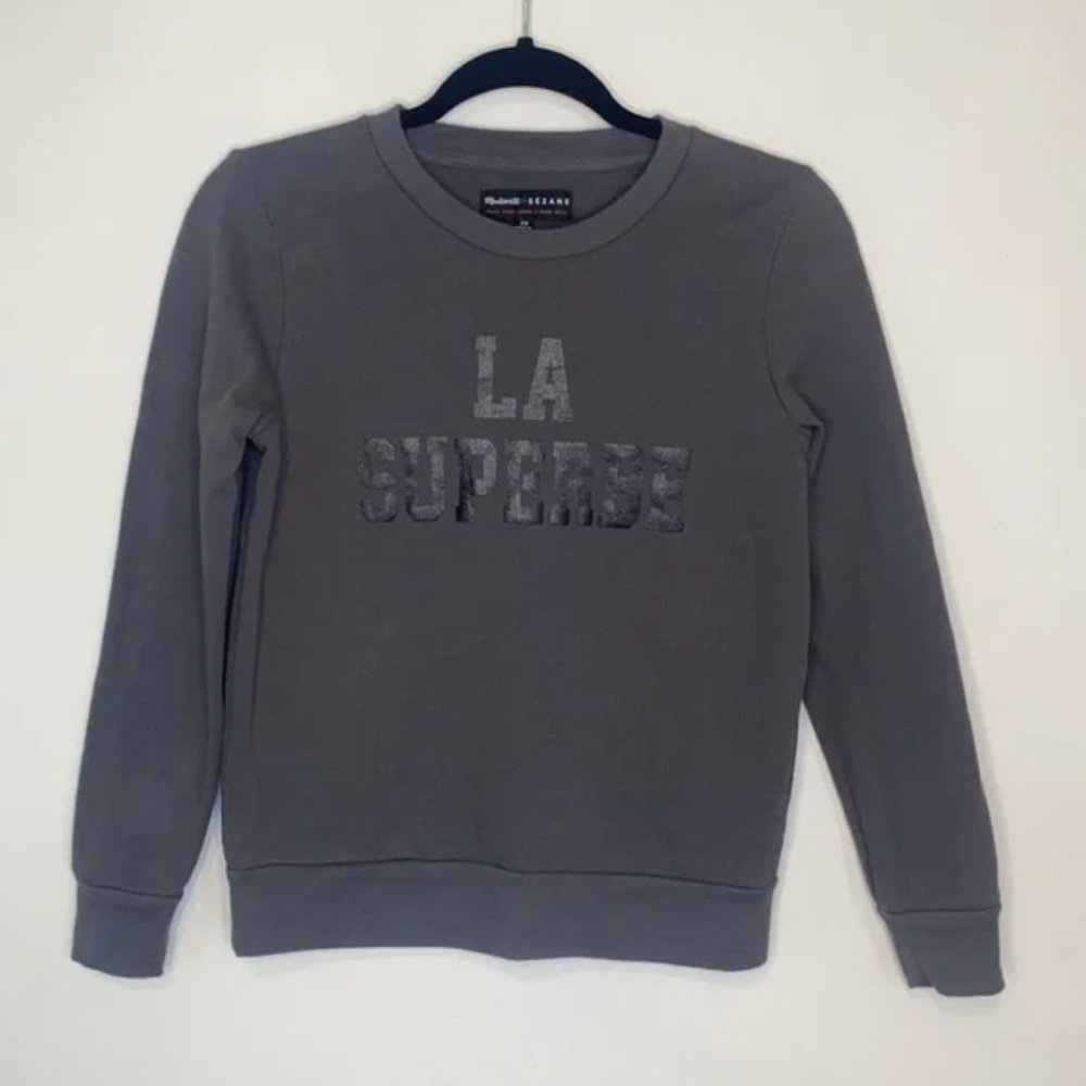 Sezane x Madewell La Superbe XS Gray Crew Neck Sweater - Picture 2 of 9